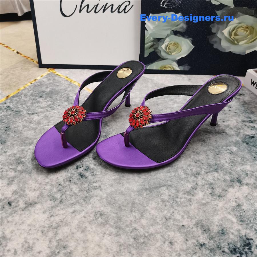 Sa1nt Lau*nt purple rhinestone slippers