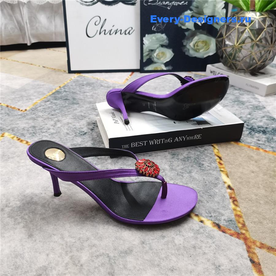 Sa1nt Lau*nt purple rhinestone slippers