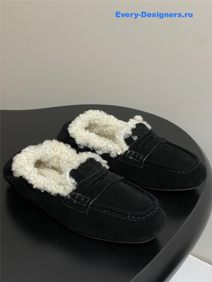 Miu Miu Black Shearling Loafers