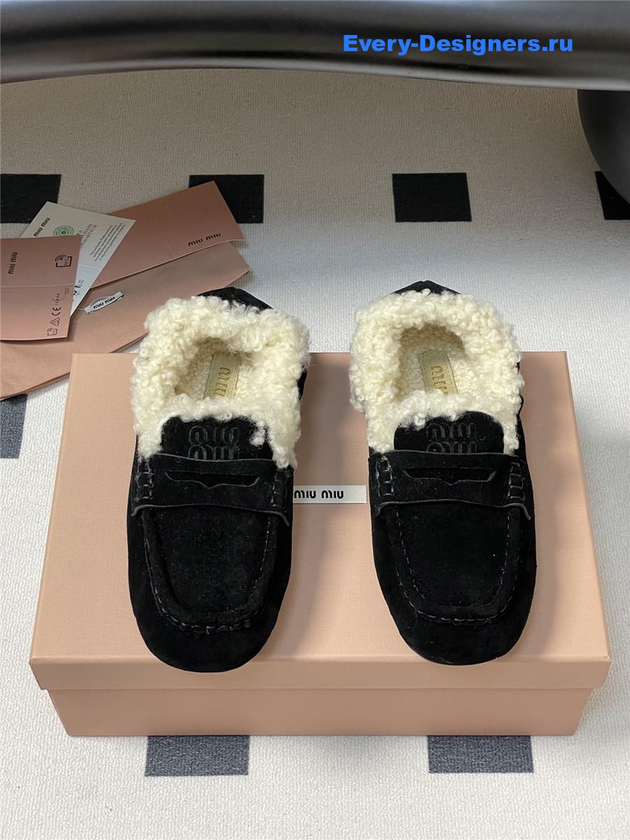 Miu Miu Black Shearling Loafers