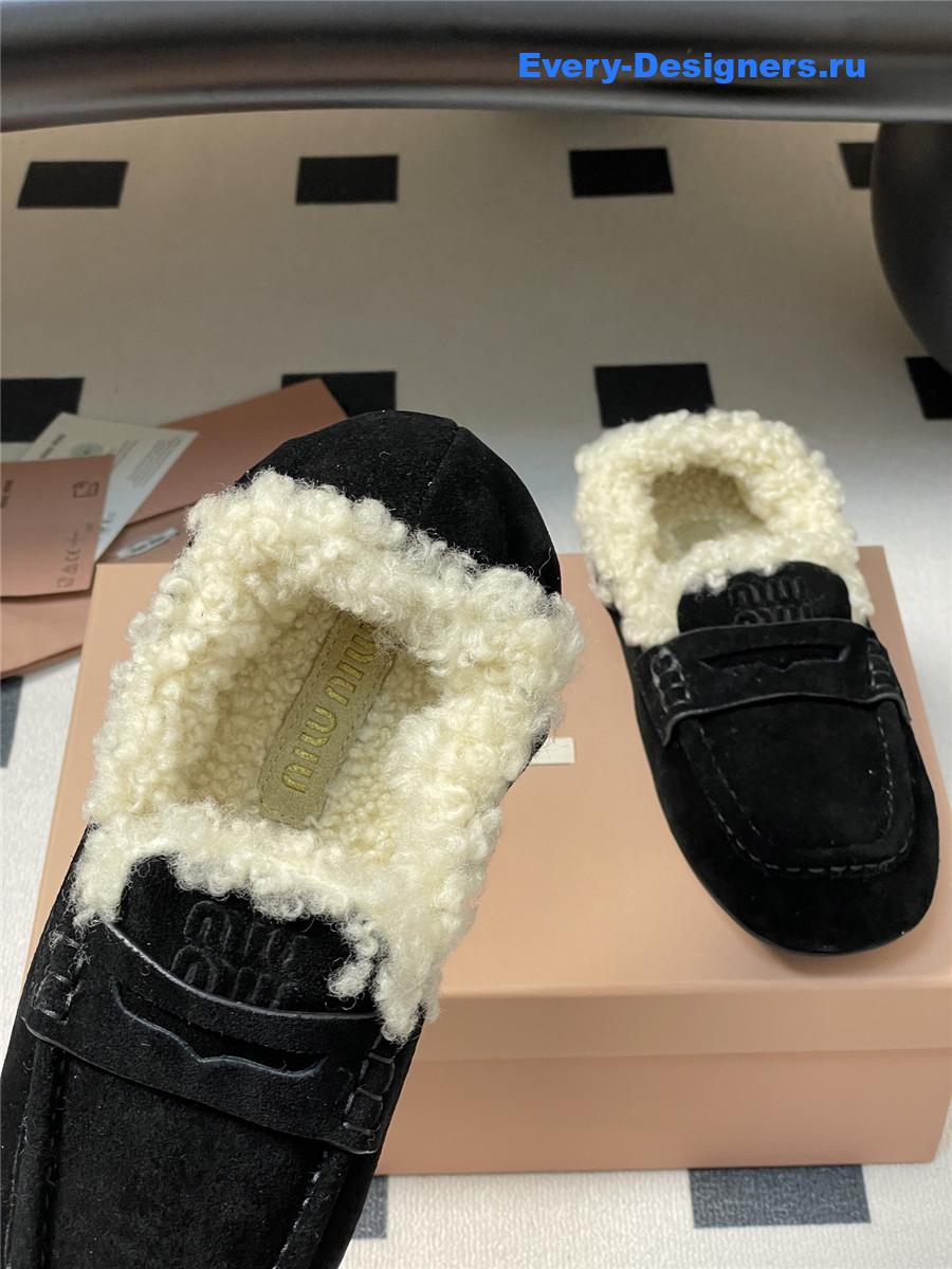 Miu Miu Black Shearling Loafers