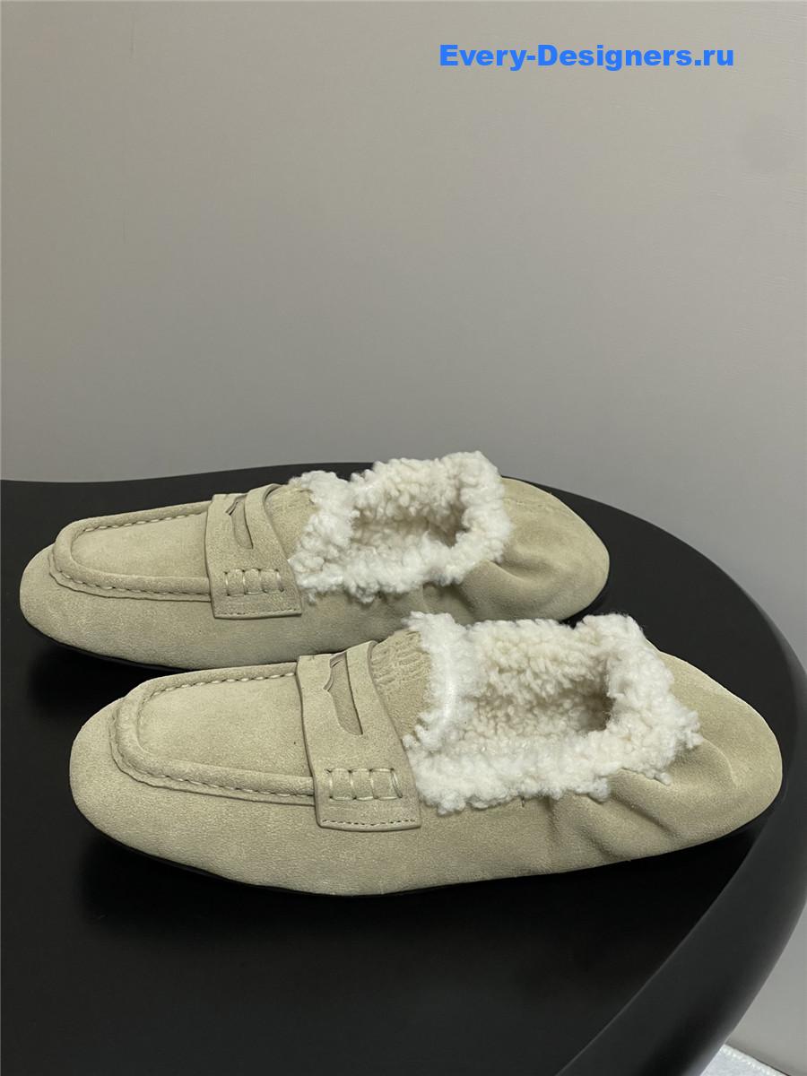 Miu Miu Beige Shearling Loafers