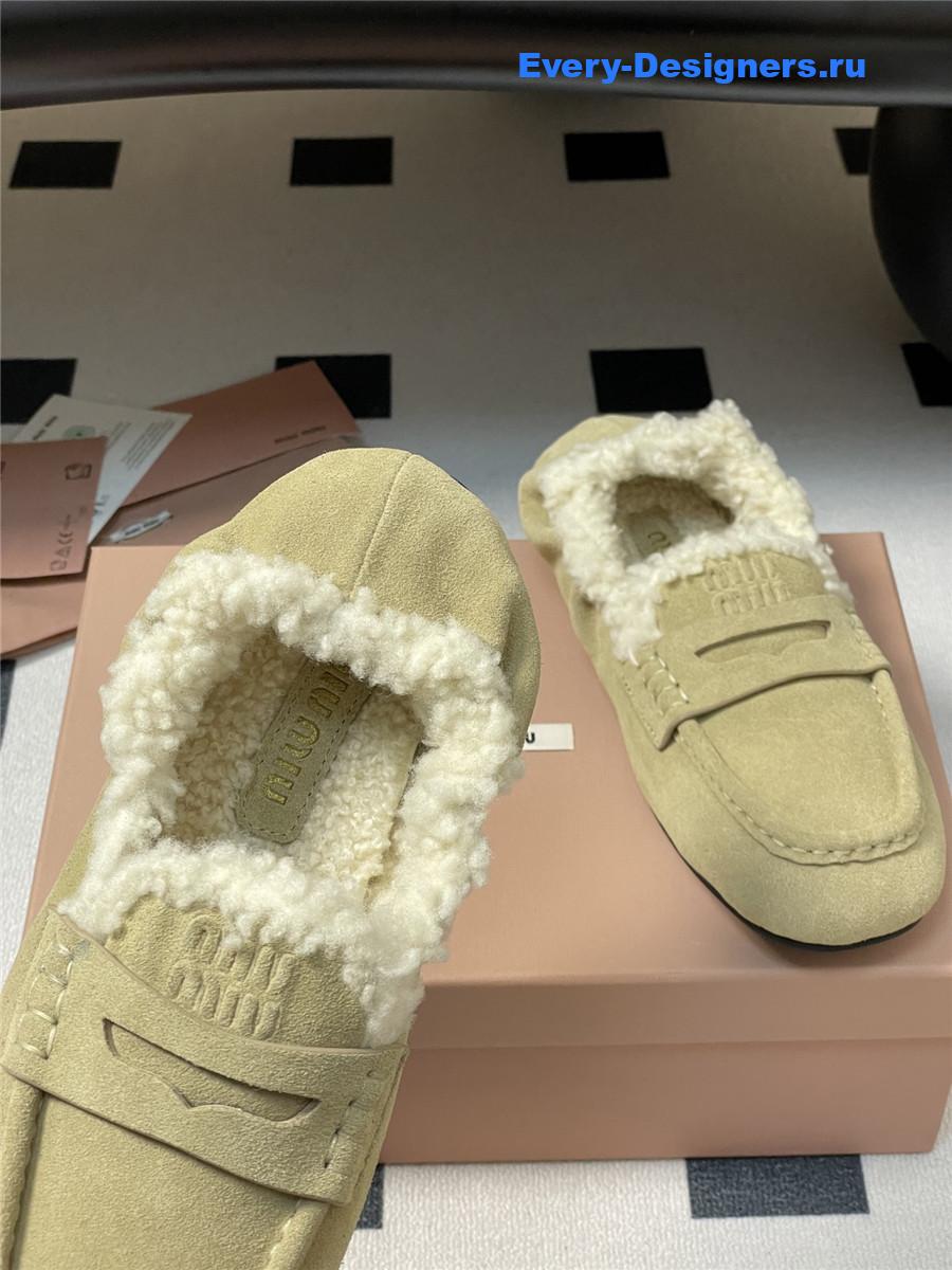 Miu Miu Beige Shearling Loafers