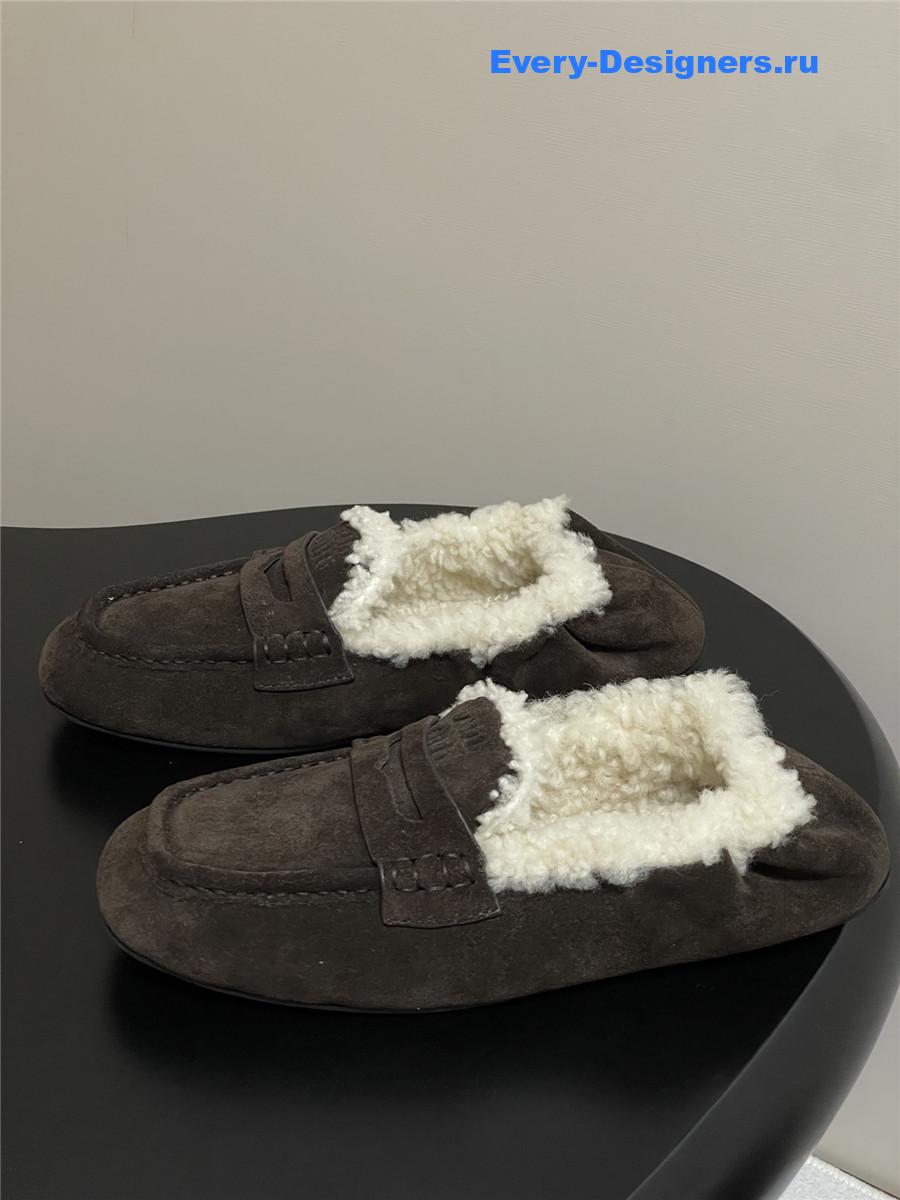 Miu Miu Brown Shearling Loafers