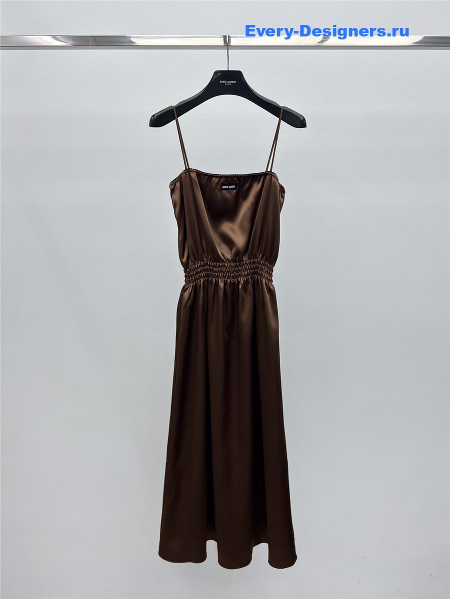 Miu Miu Cocoa Brown Satin Dress
