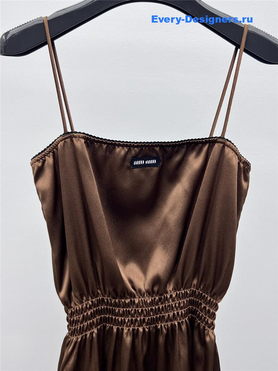 Miu Miu Cocoa Brown Satin Dress