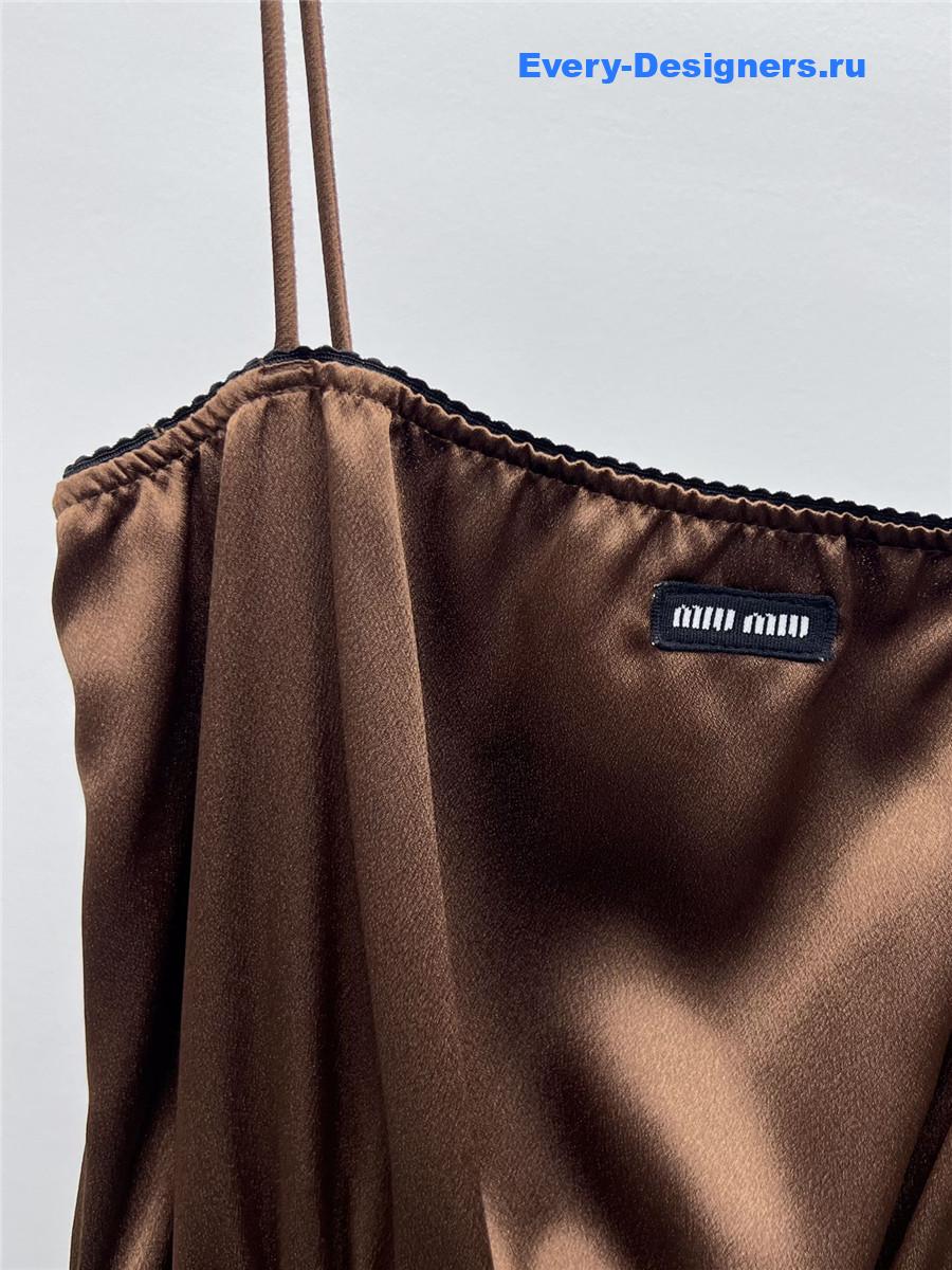 Miu Miu Cocoa Brown Satin Dress