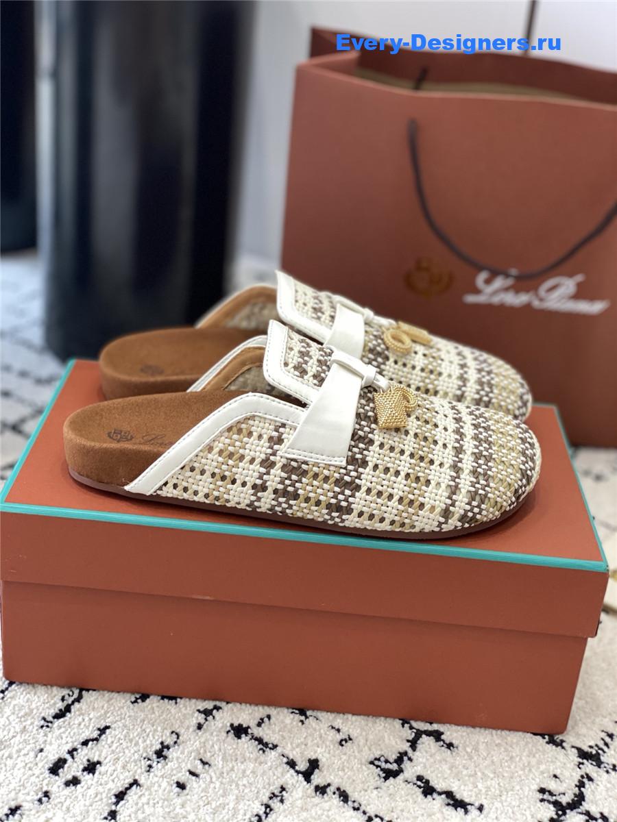 L0r0 P1ana white raffia mules