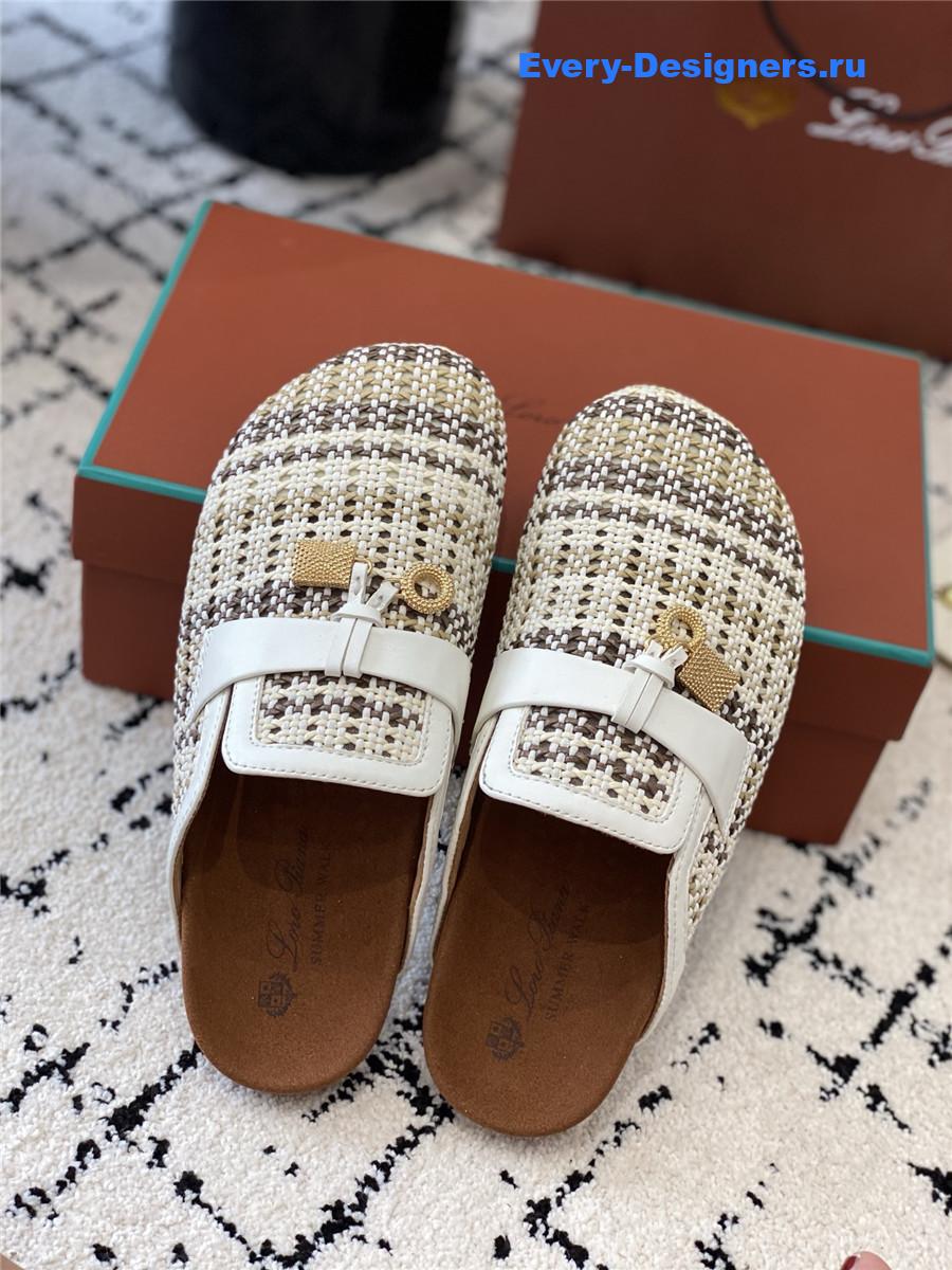 L0r0 P1ana white raffia mules