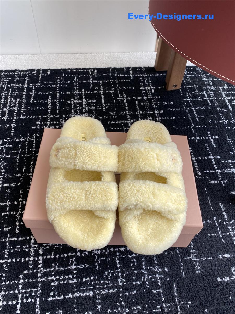 Miu Miu Yellow Shearling Sandals