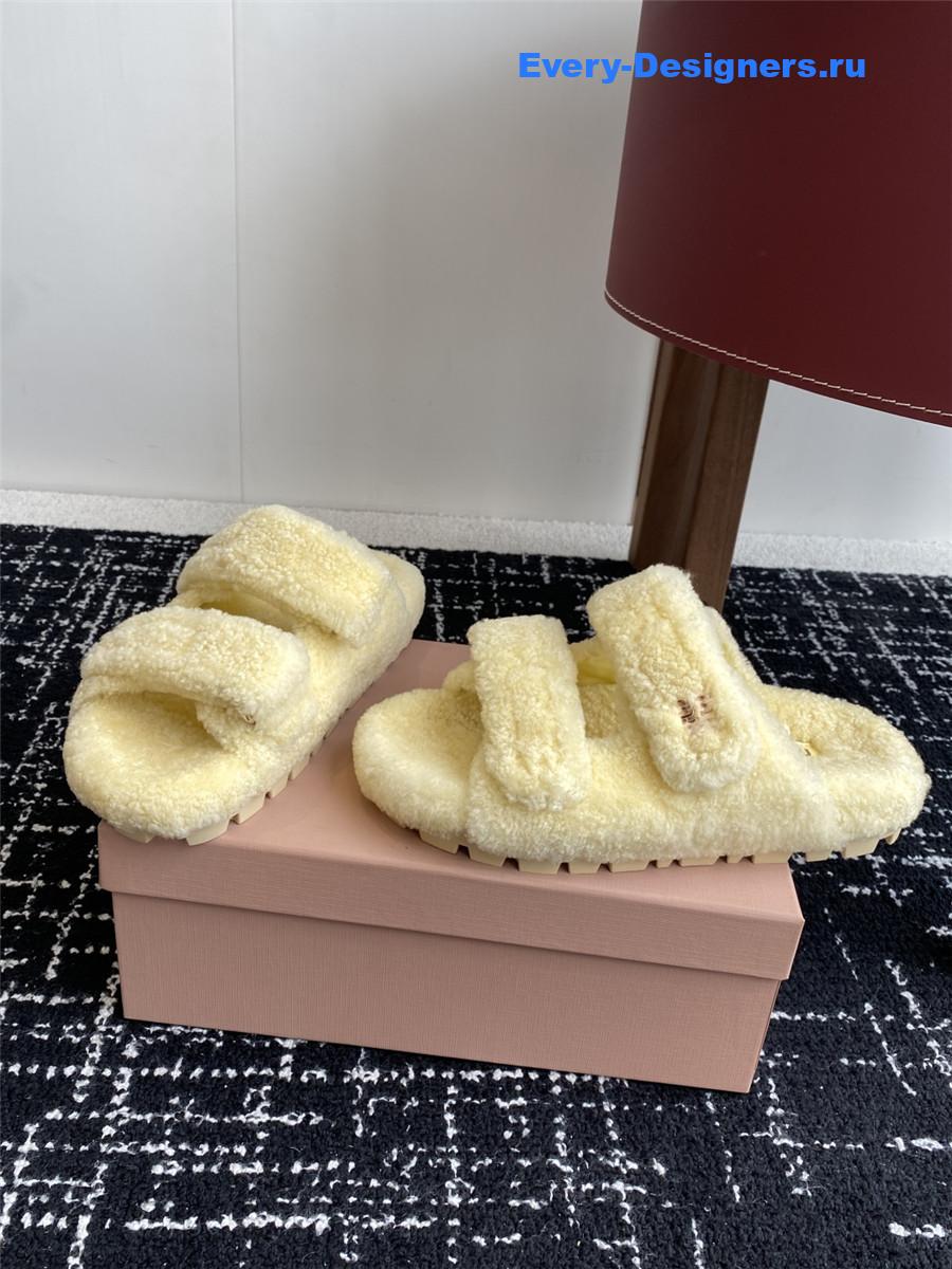 Miu Miu Yellow Shearling Sandals