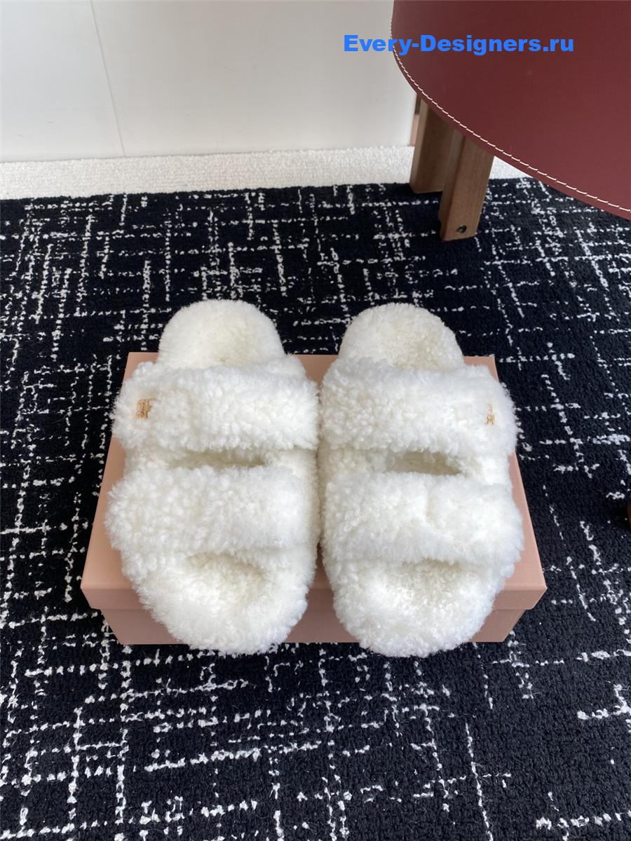 Miu Miu White Shearling Sandals