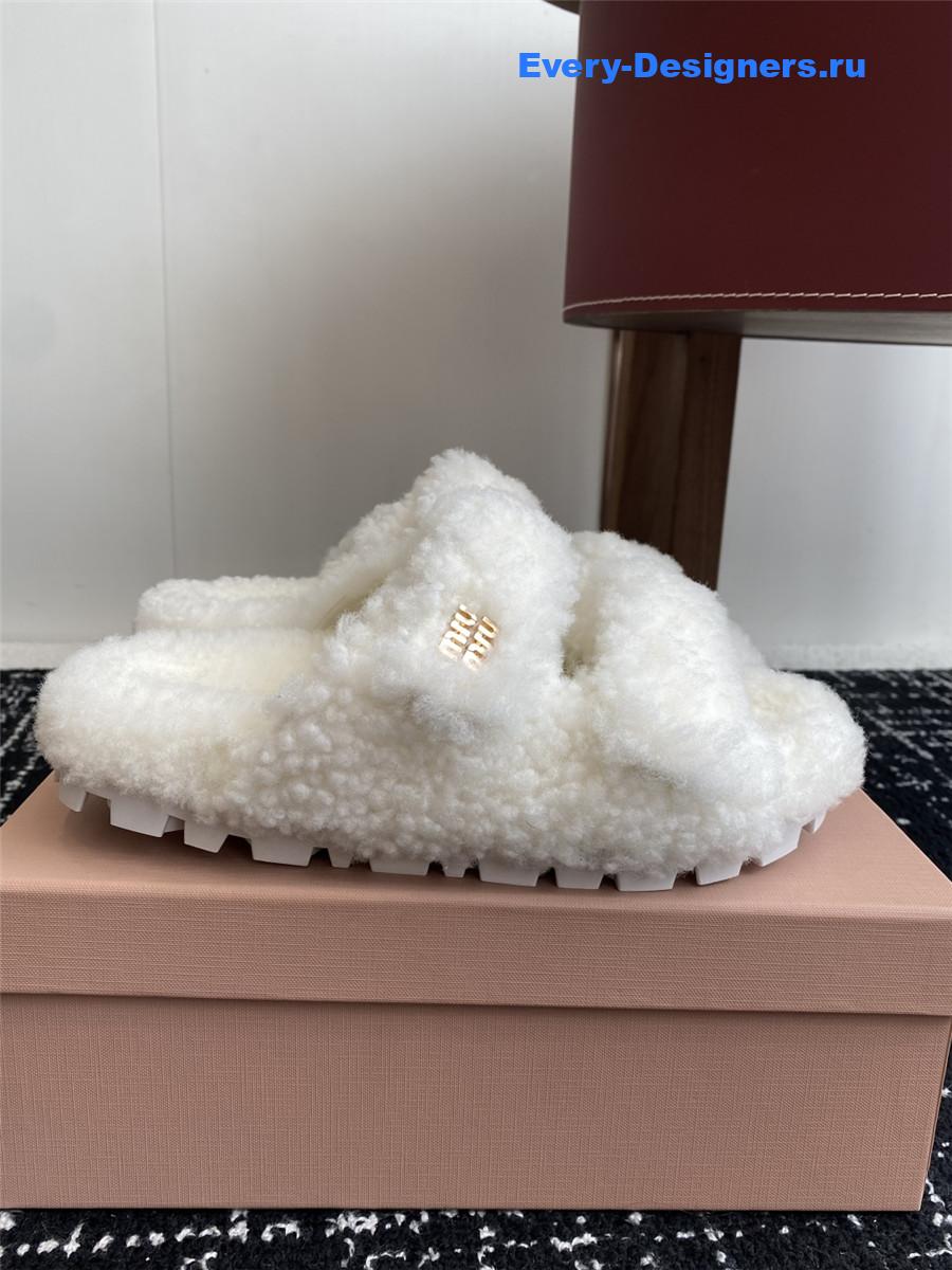 Miu Miu White Shearling Sandals