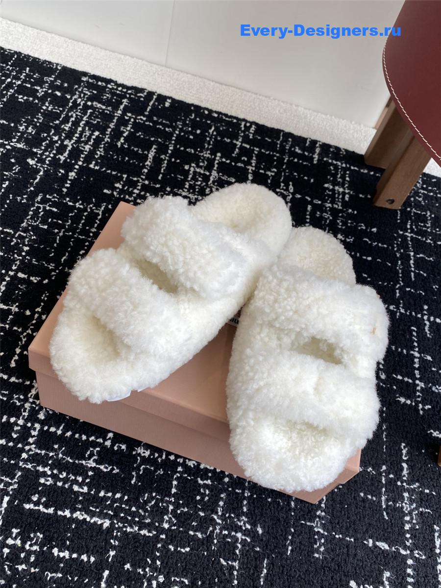 Miu Miu White Shearling Sandals