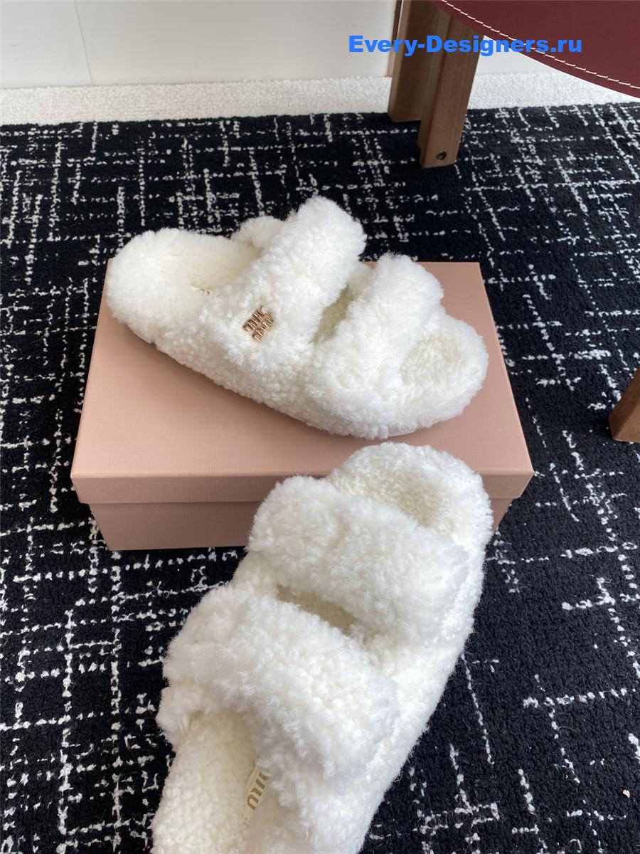 Miu Miu White Shearling Sandals