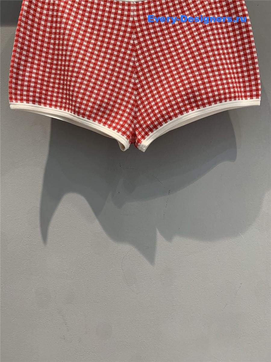 Miu Miu White/Red Viscose Shorts