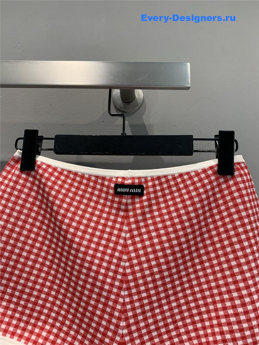 Miu Miu White/Red Viscose Shorts