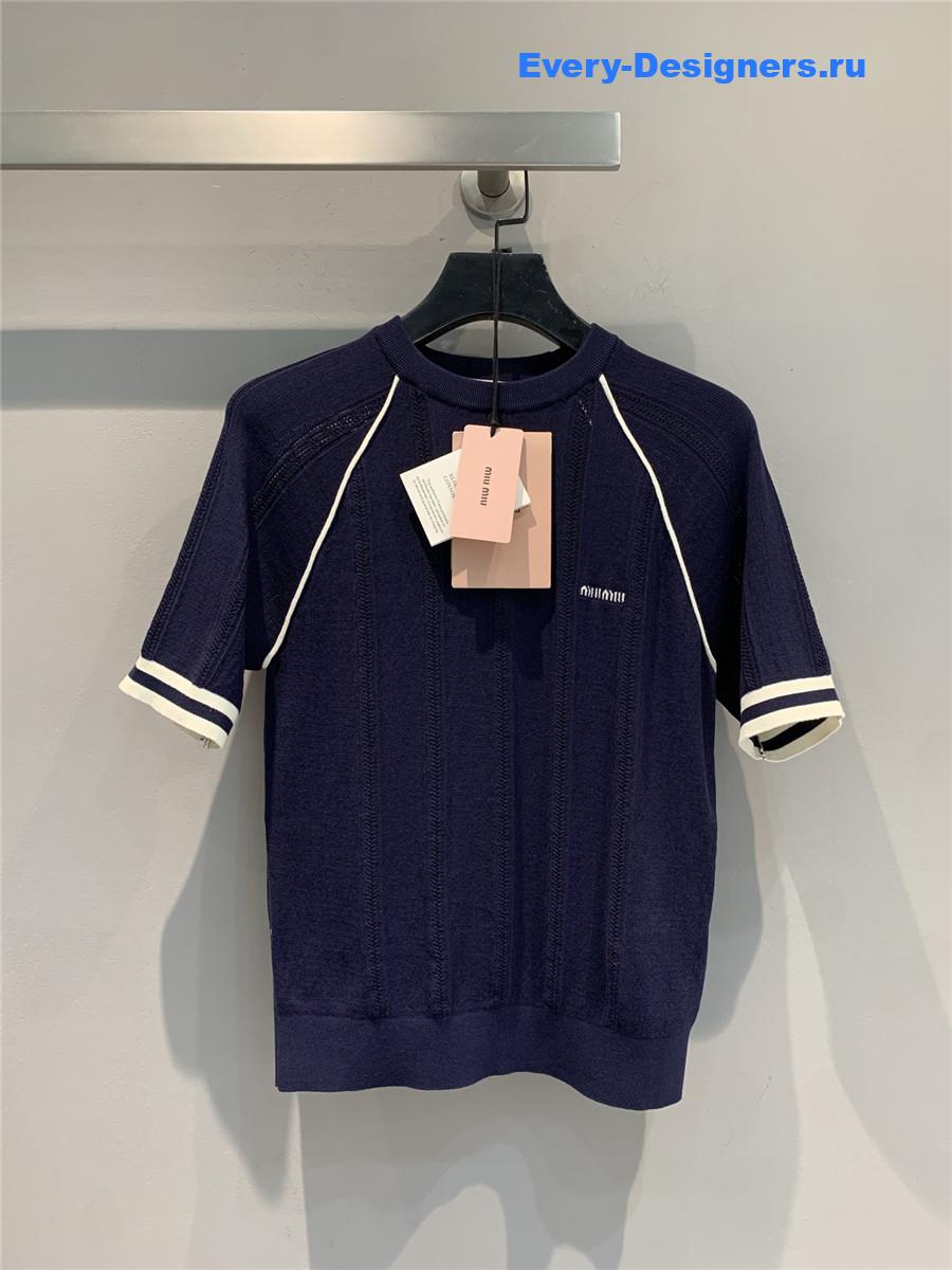 Miu Miu Navy Knit Top