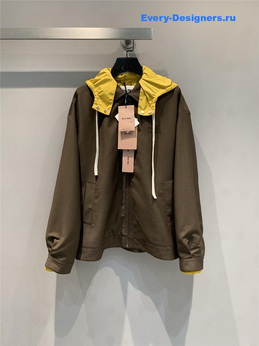 Miu Miu Peat Brown Blouson Jacket