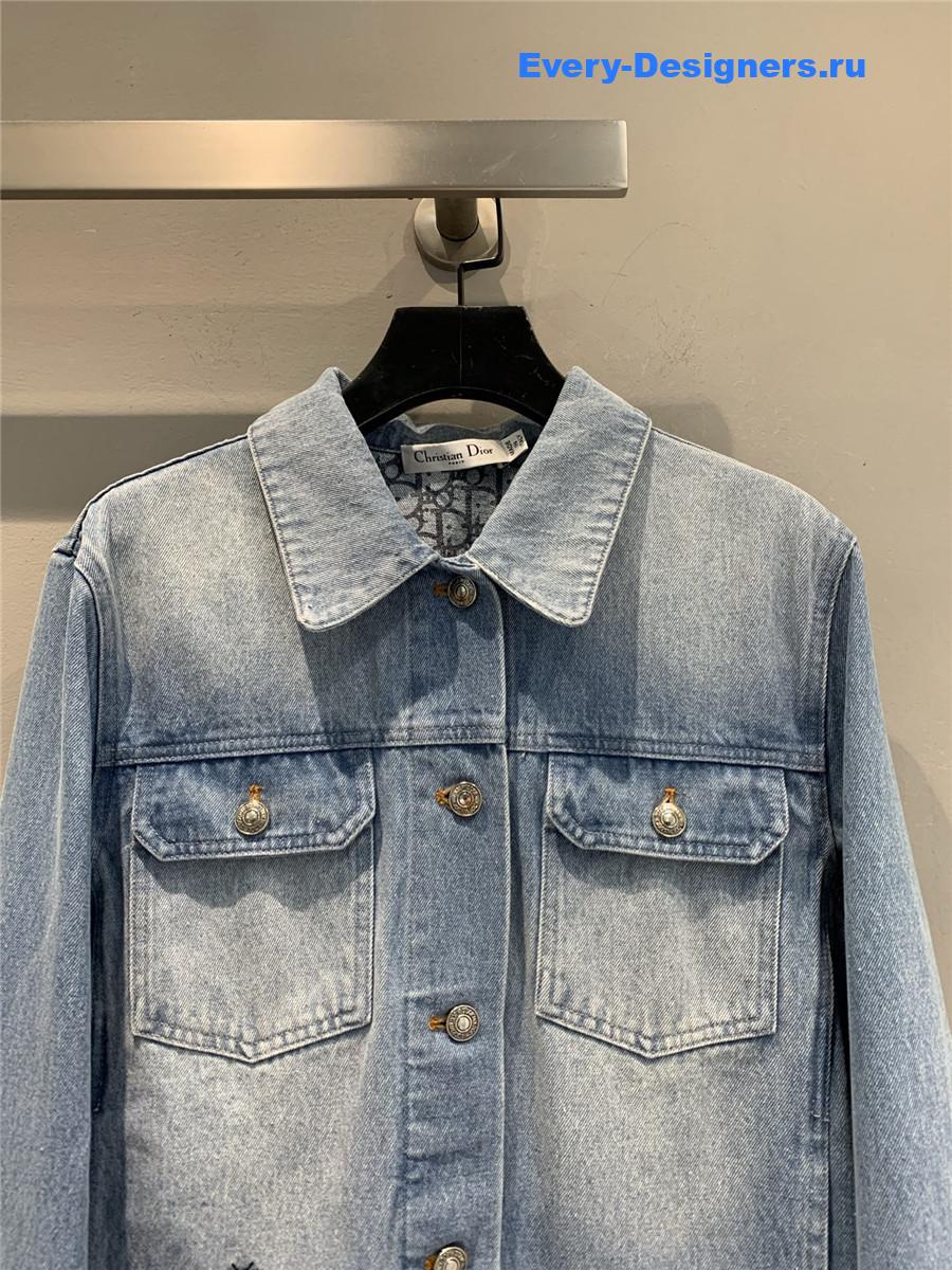 D10r light blue bee embroidered denim jacket