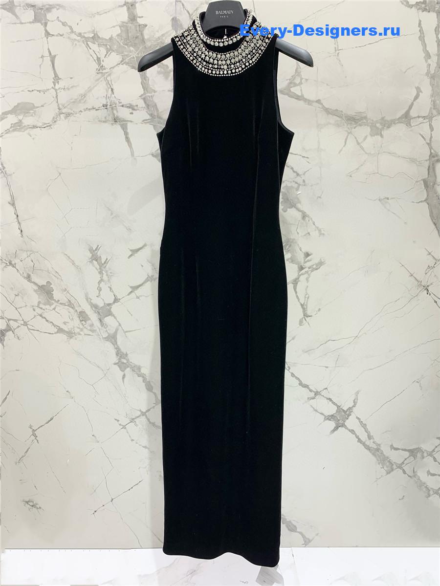 Balmain Pearl Velvet Gown