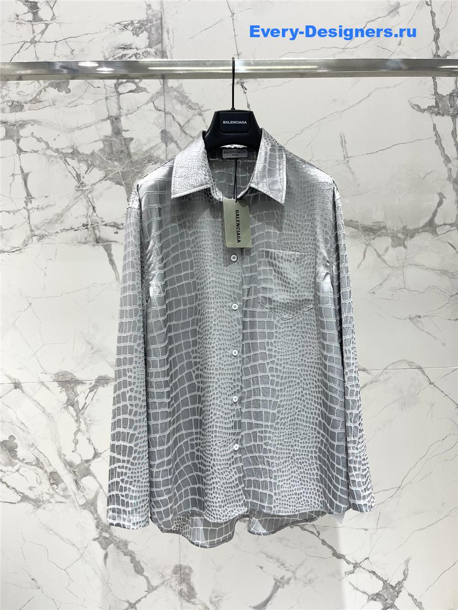 Ba1en*iaga gray crocodile shirt