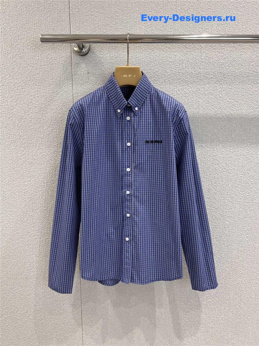 Miu Miu Sapphire Checked Shirt