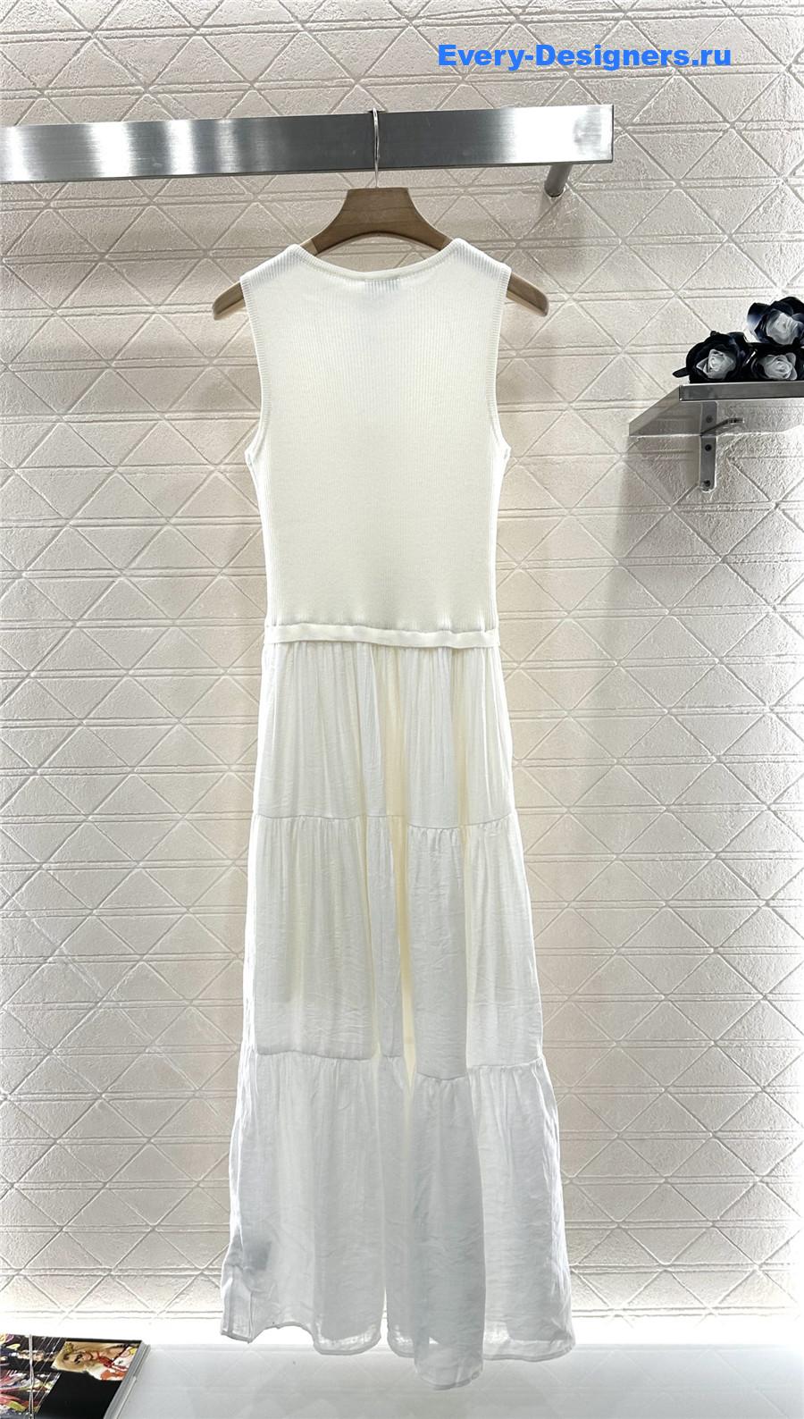 Ch**el white knitted patchwork dress