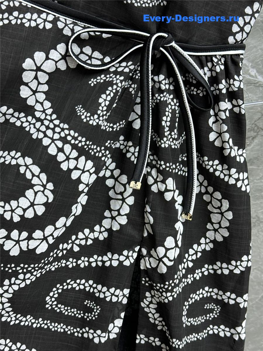 Ch**el black & white printed voile dress