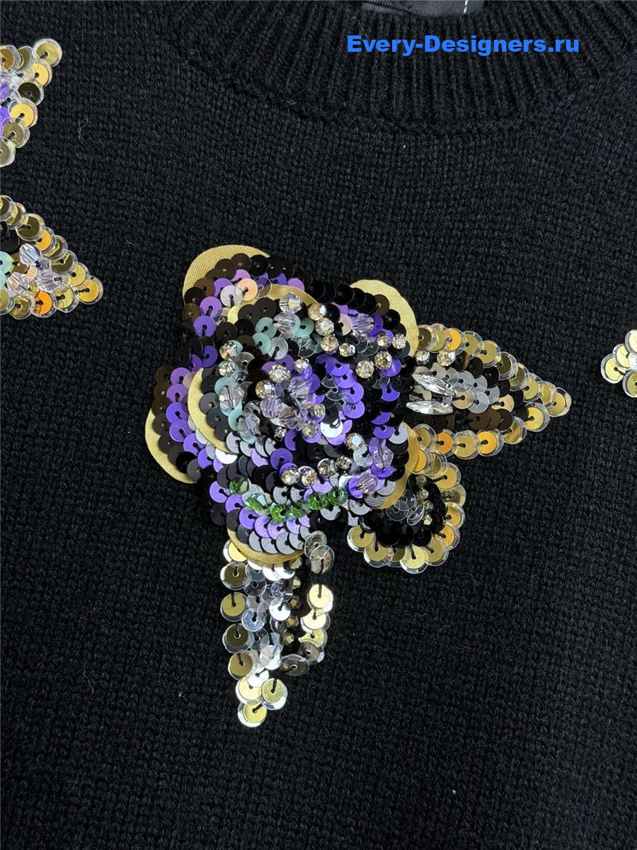 Ch**el sequins embroidered cashmere sweater