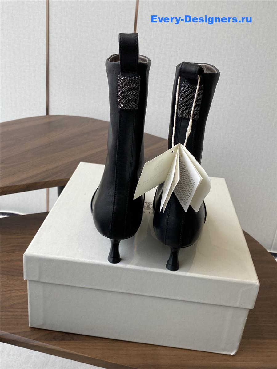 BC Bead-Embellished Black Leather Ankle Boots