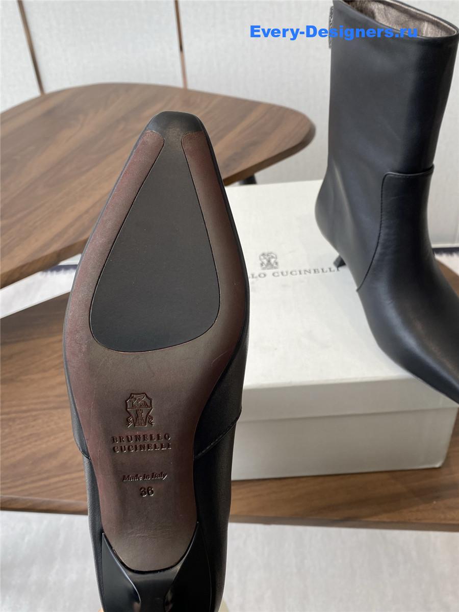 BC Bead-Embellished Black Leather Ankle Boots