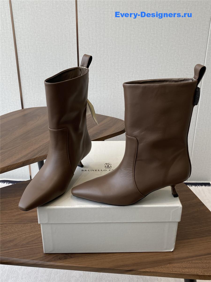 BC Beaded Brown Leather Ankle Boots