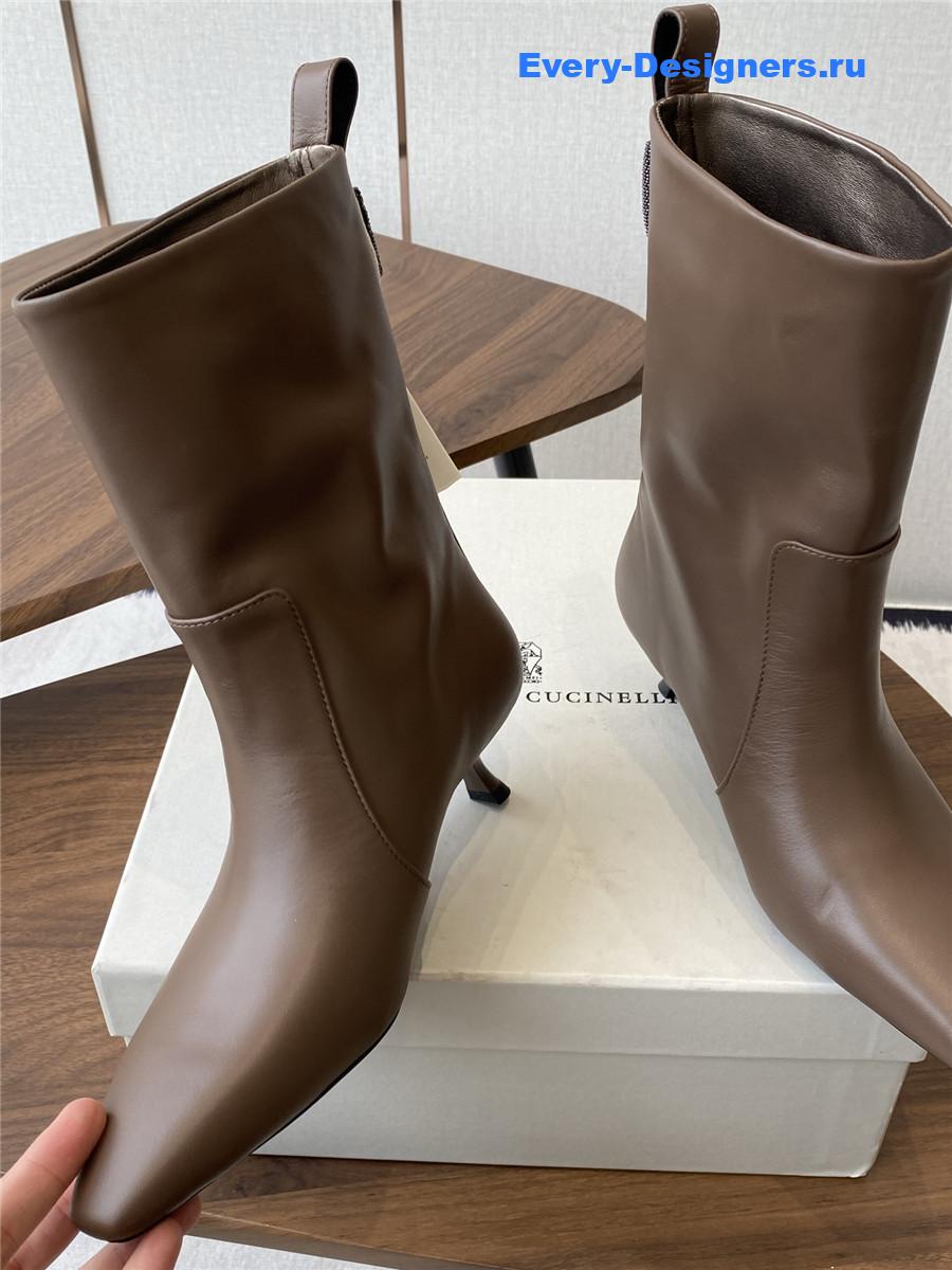 BC Beaded Brown Leather Ankle Boots