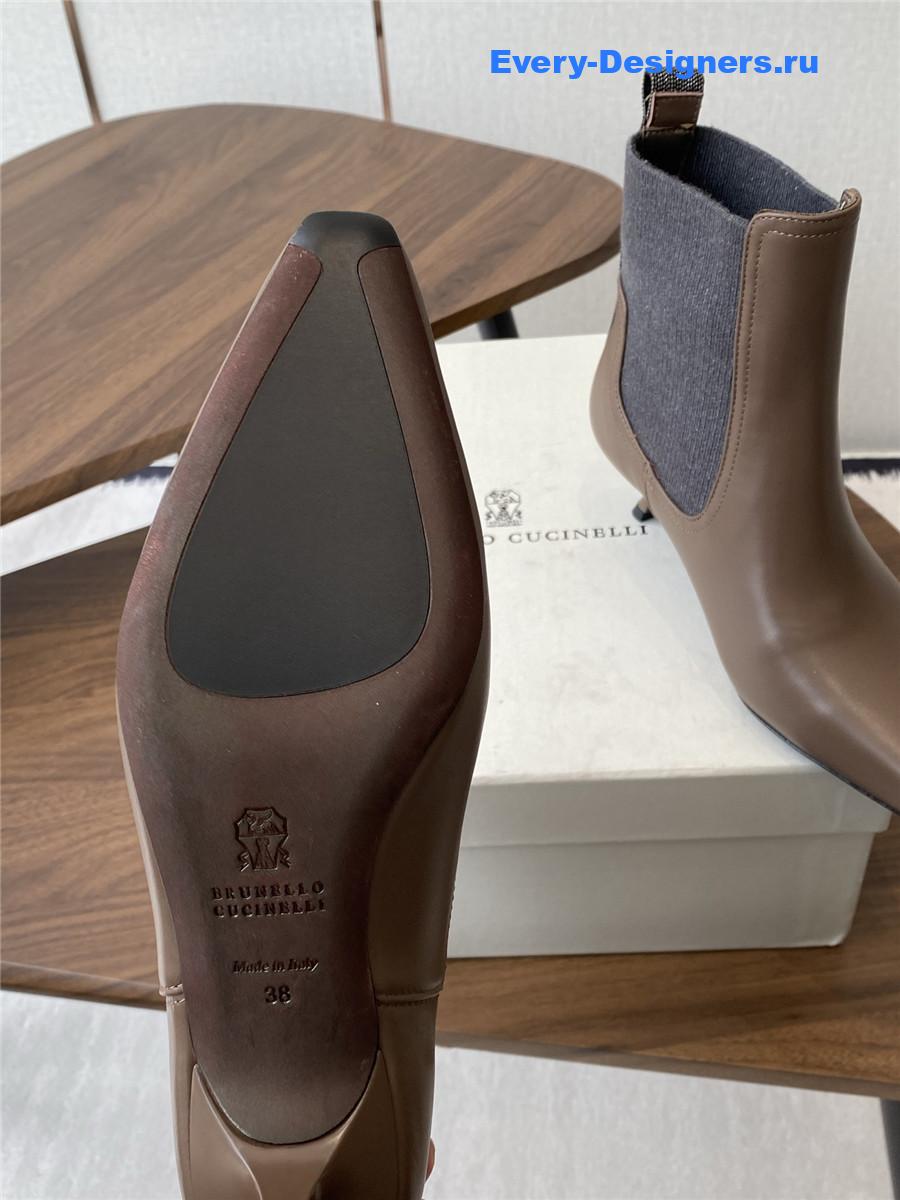 BC Beaded Brown Leather Ankle Boots