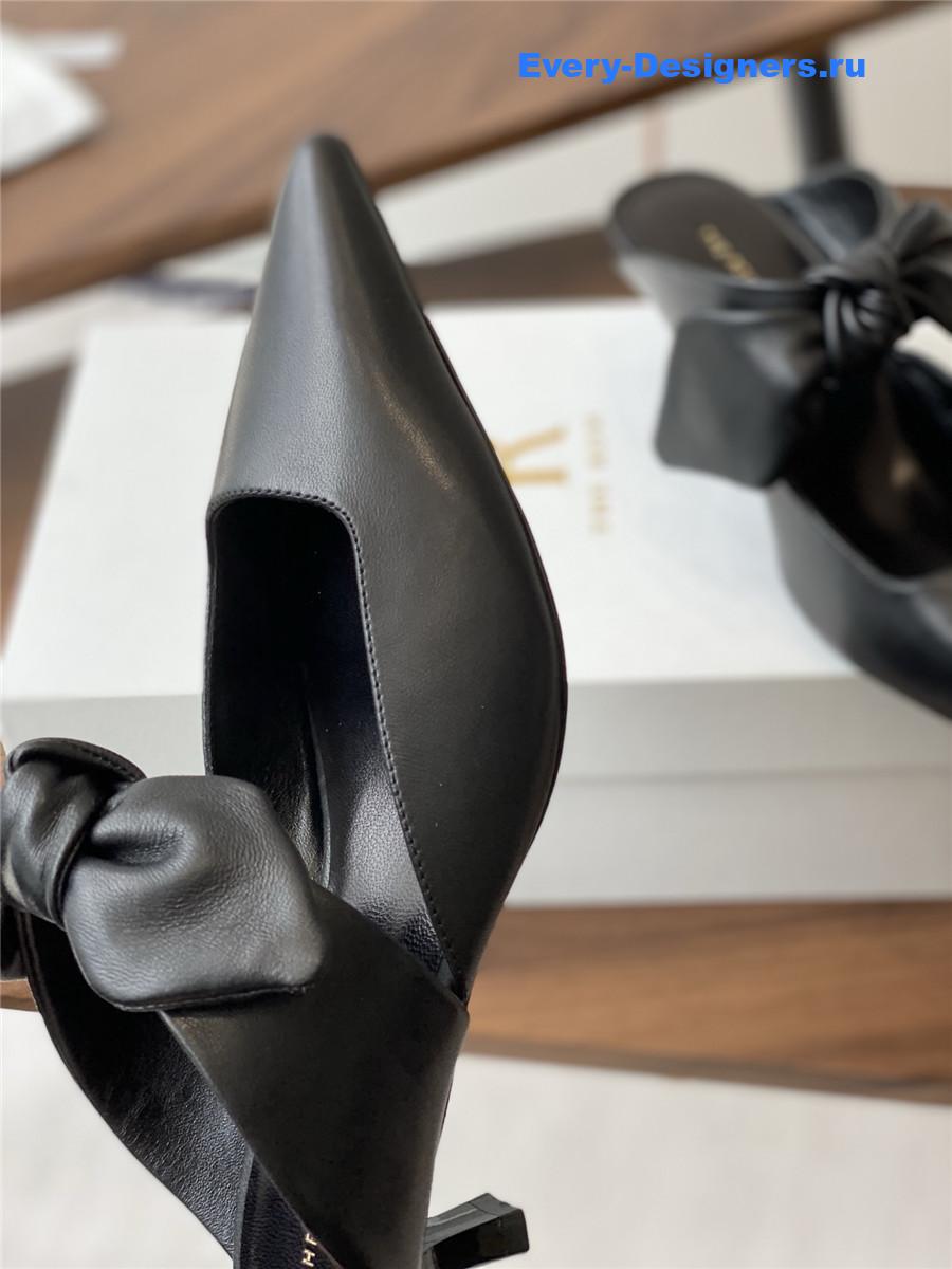 The R0w coco black leather mules