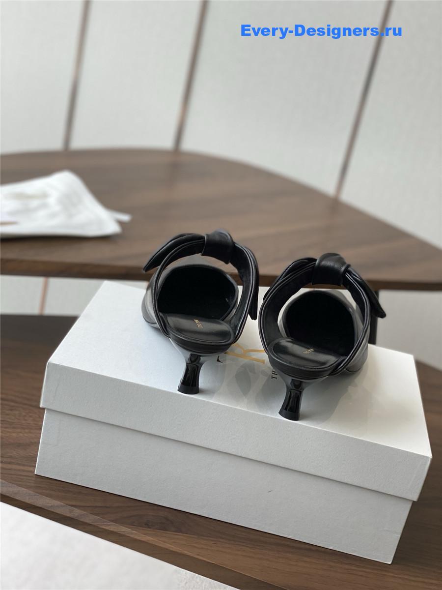 The R0w coco black leather mules