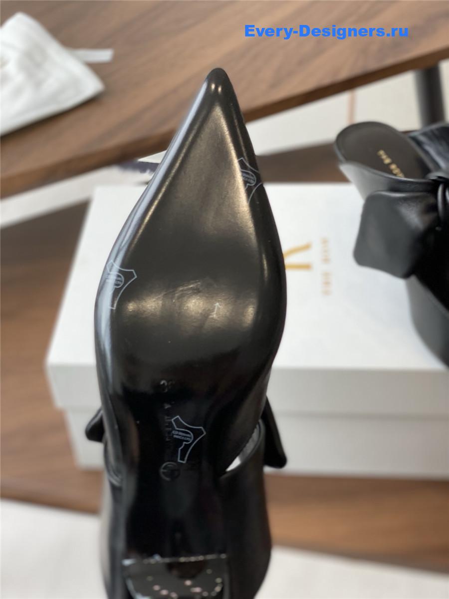 The R0w coco black leather mules