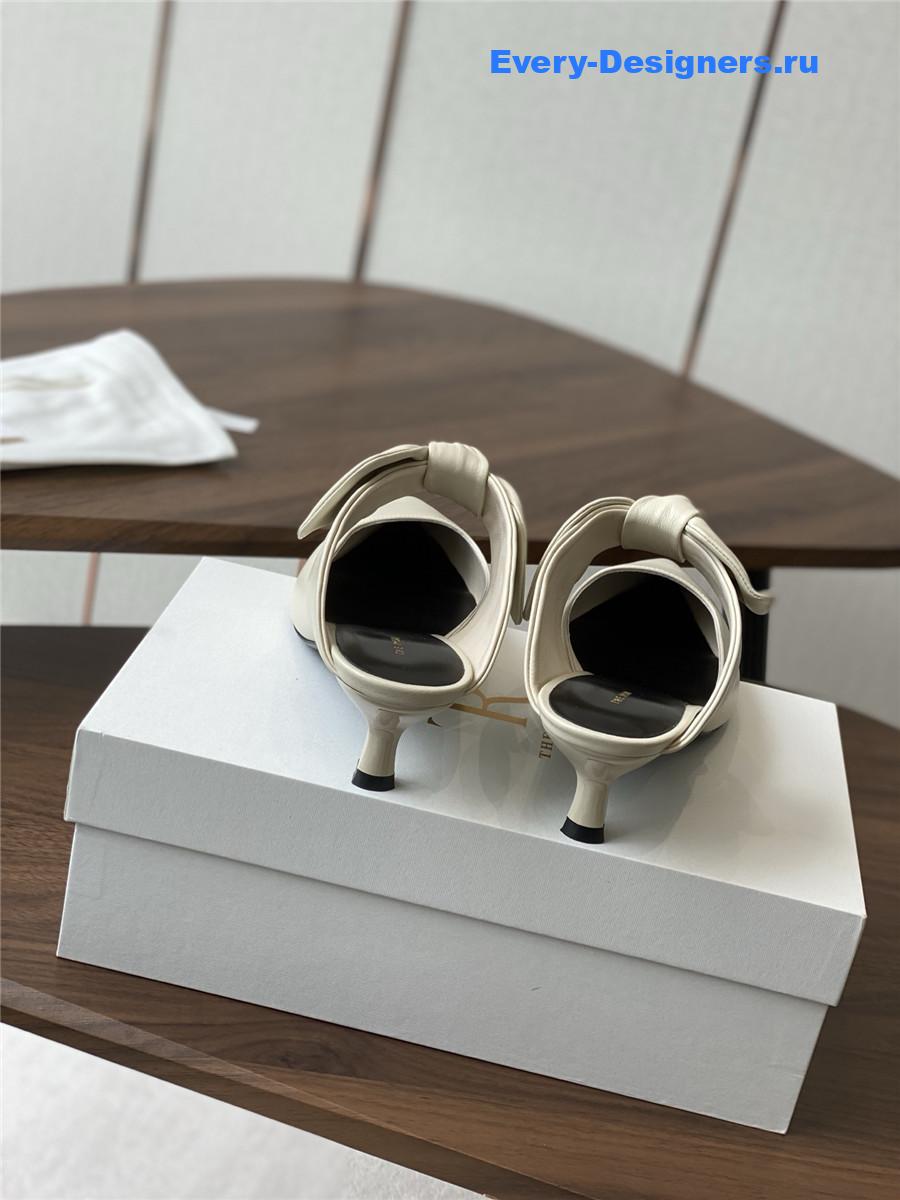 The R0w coco white leather mules