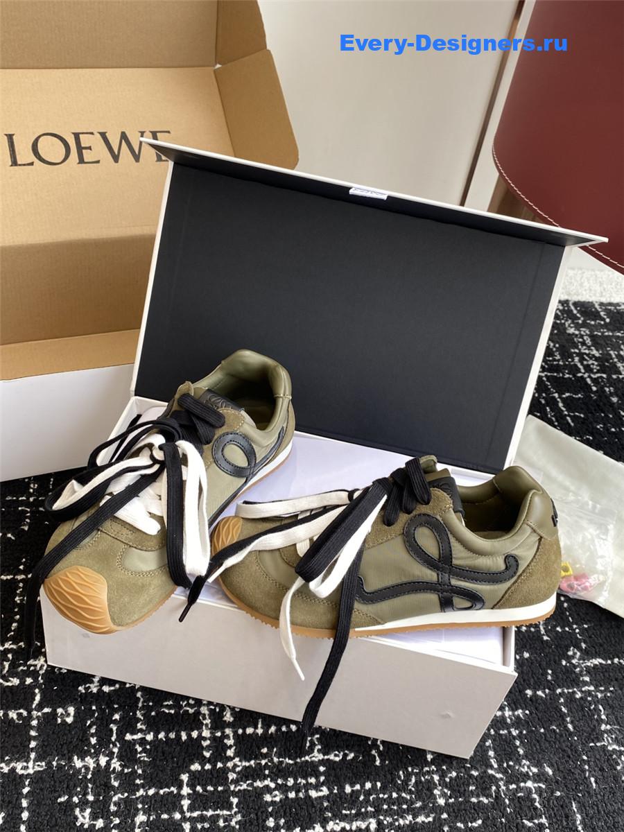 L0ew* ballet runner 2.0 green leather sneakers
