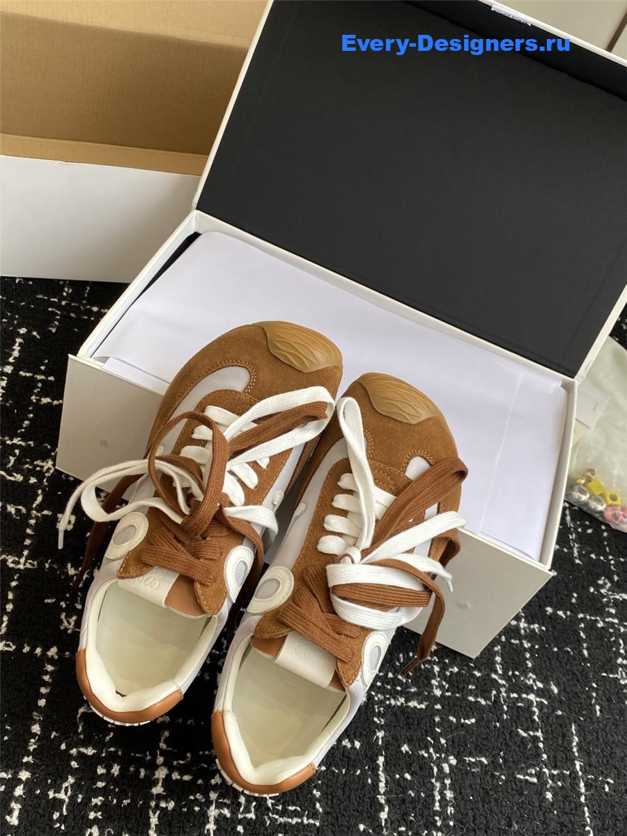 L0ew* ballet runner 2.0 brown leather sneakers