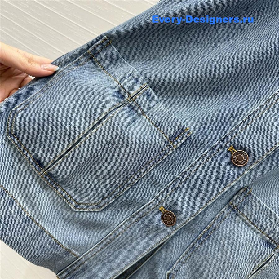 Chloé High Neck Gathered Denim Jacket