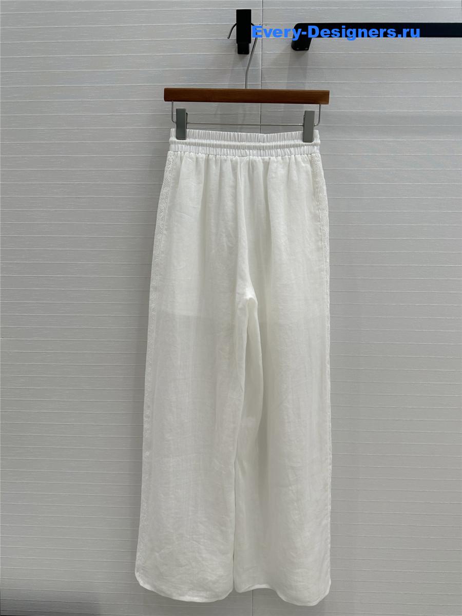 Zimm White Lace Linen Trousers