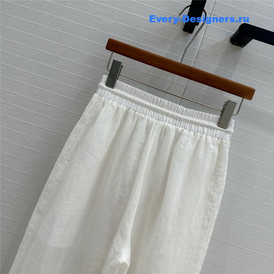 Zimm White Lace Linen Trousers