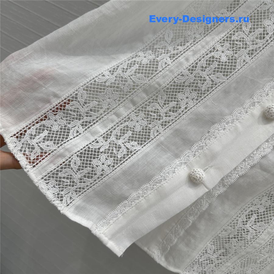 Zimm Lace-Trimmed Linen Shirt