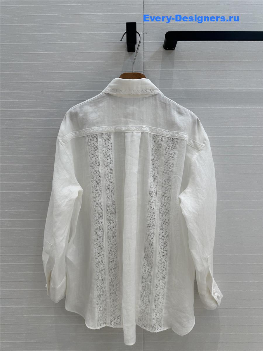 Zimm Lace-Trimmed Linen Shirt