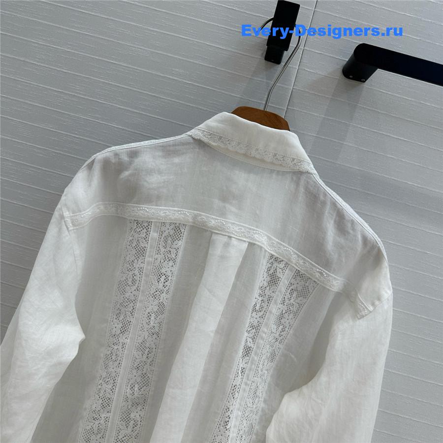 Zimm Lace-Trimmed Linen Shirt