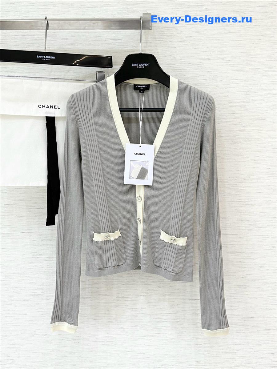 Ch**el grey rhinestone cardigan