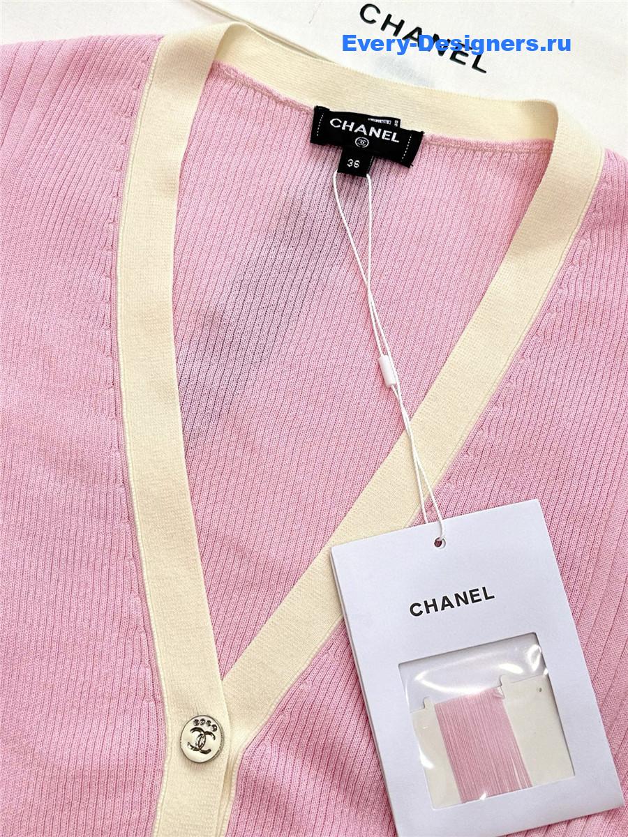 Ch**el pink rhinestone cardigan