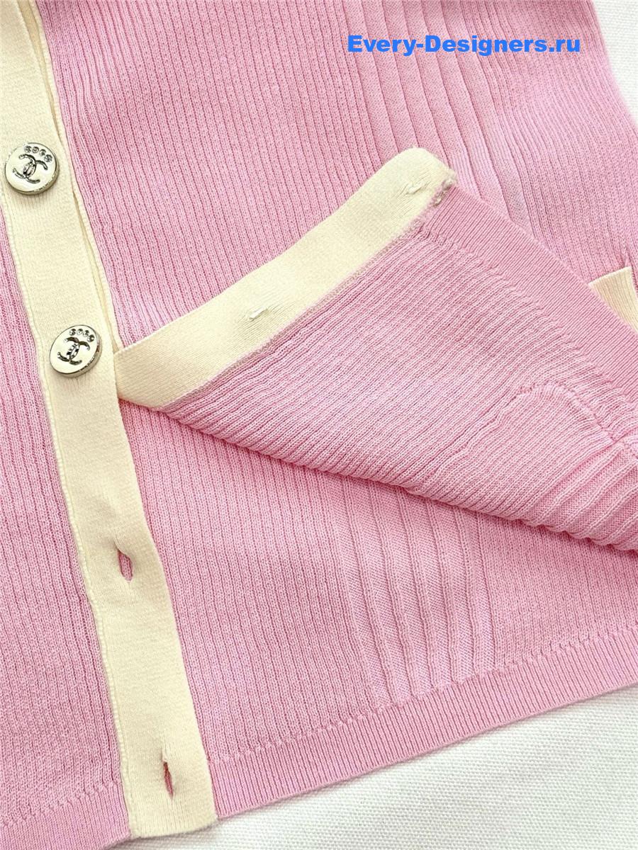 Ch**el pink rhinestone cardigan